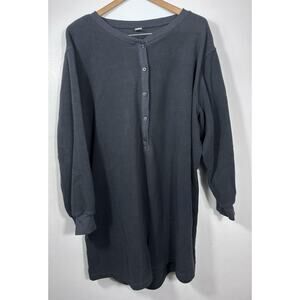 Women’s Old Navy Fleece Henley Pajama Romper Size XXL Black Long Sleeve Soft